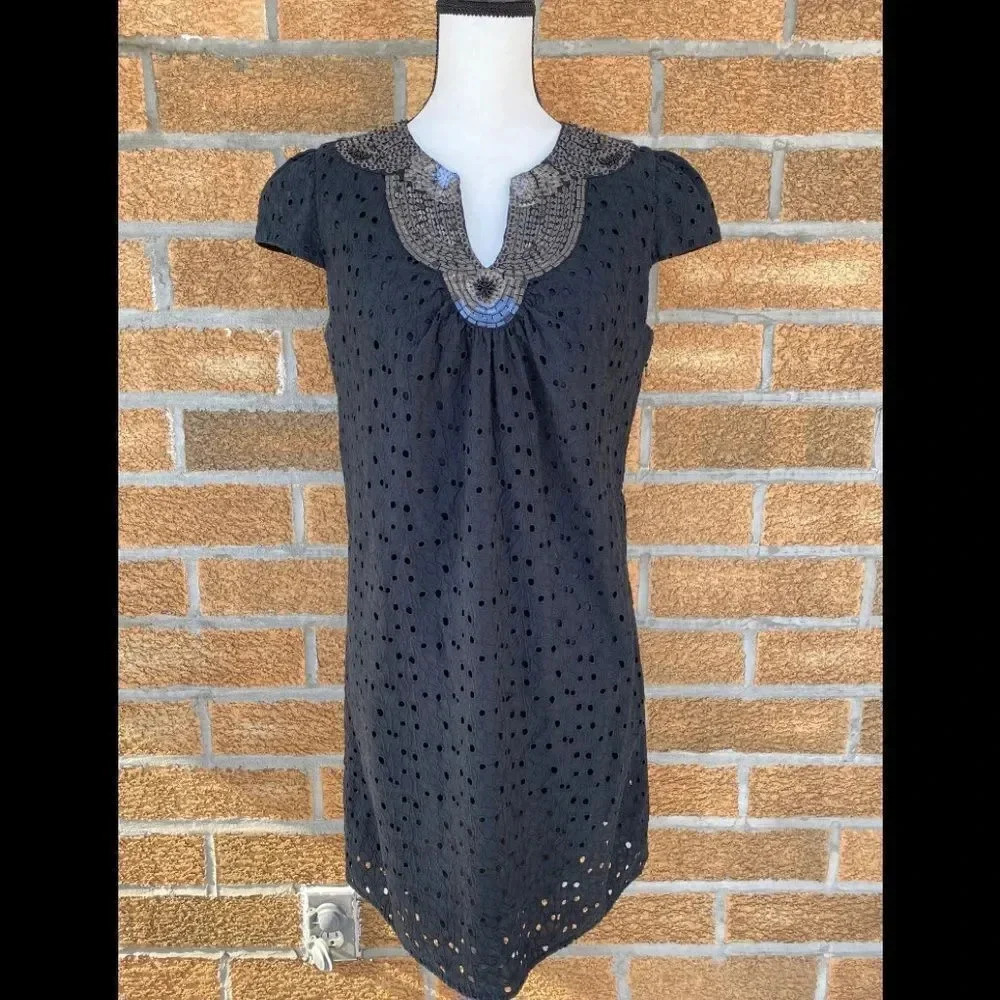 Magaschoni Collection Black Eyelet Sequin dress